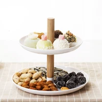 new japanese wooden double deck fruit tray blue living room creative cake rack plastic dry fruit tray afternoon tea snack tray
