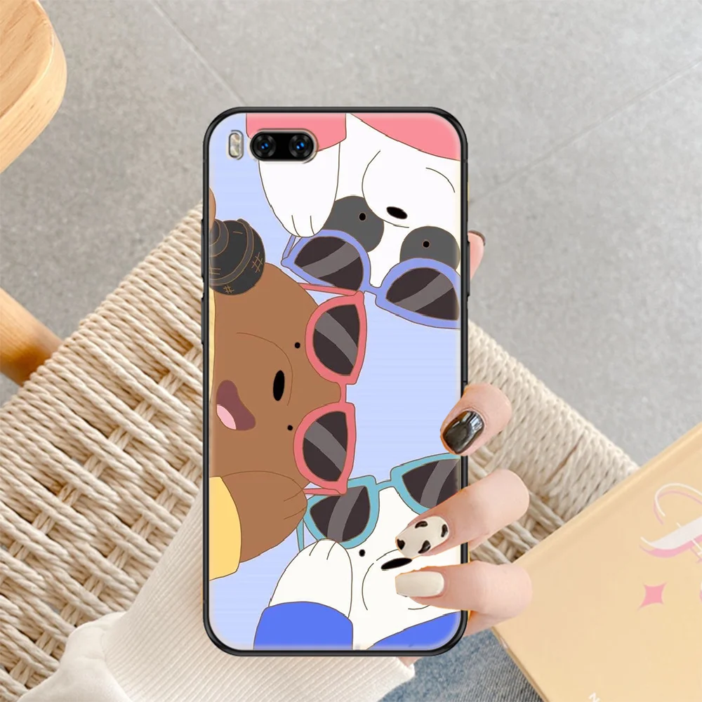

Lovely Bear Cartoon Bare Phone case For Xiaomi Mi Max Note 3 A2 A3 8 9 9T 10 Lite Pro Ultra black soft back painting prime art