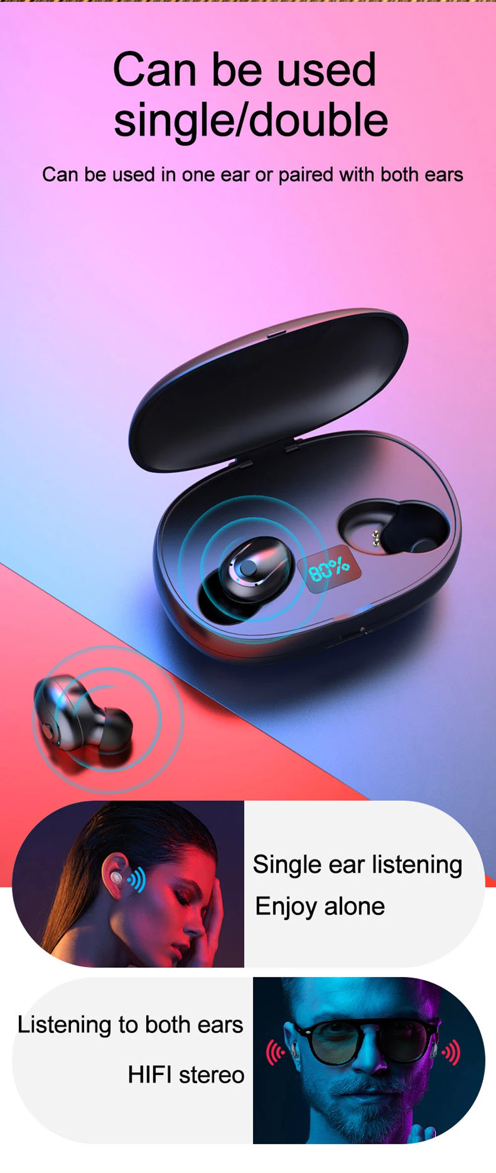 TWS V5.0 T5S Bluetooth наушники 3D стерео беспроводные наушники с микрофоном 2200 мАч Внешний аккумулятор гарнитура с микрофоном Спорт