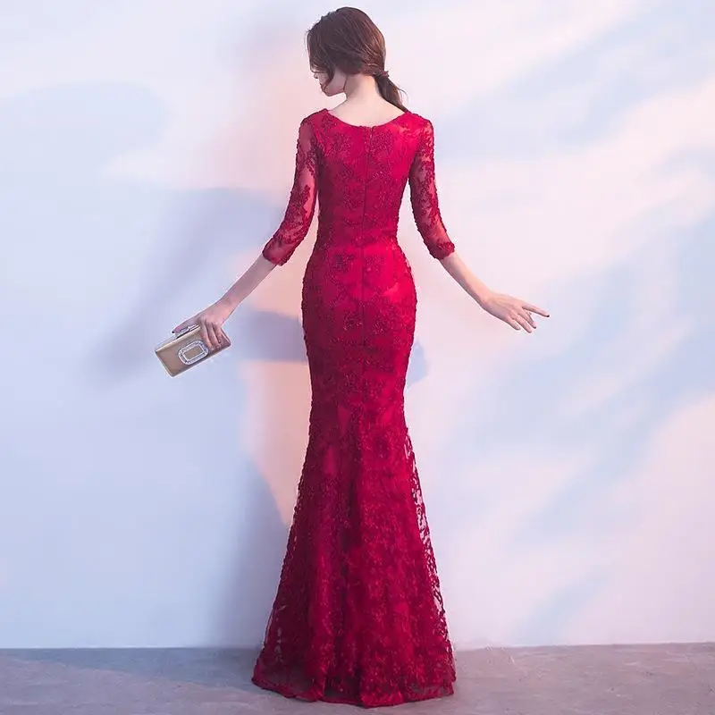 summer Long Formal Sleeve Evening party Dresses Burgund Color Vestido Plus Size Party Evenings Gowns | Женская одежда