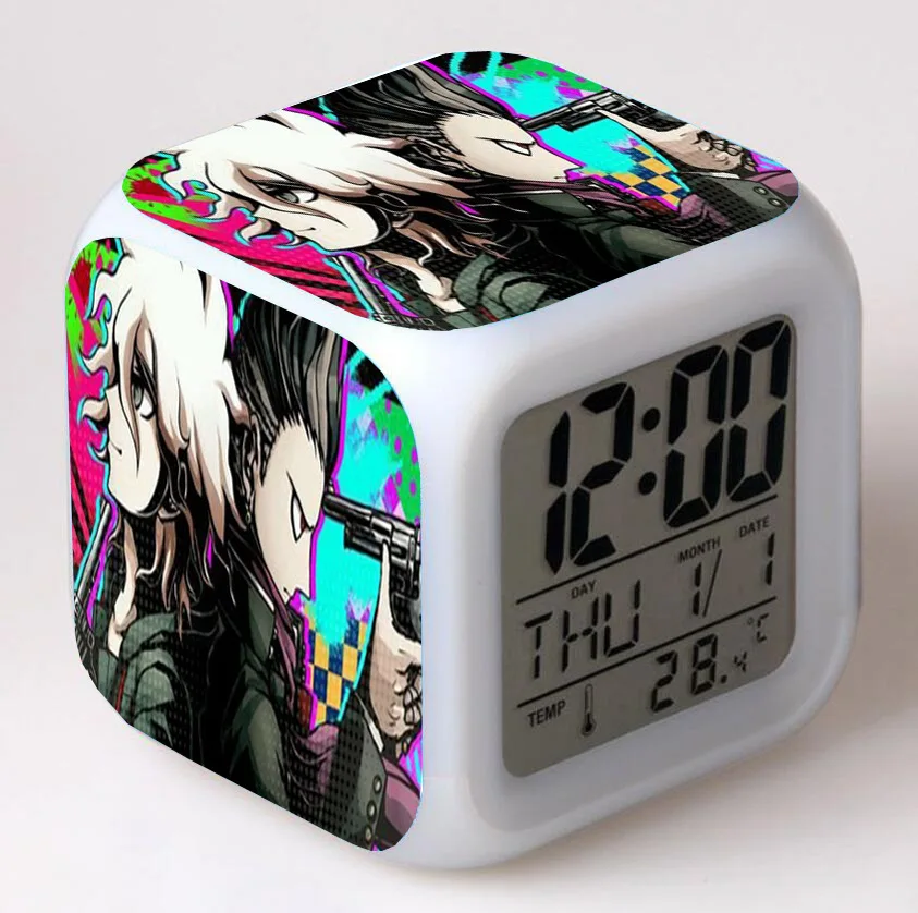 

Classic Anime Danganronpa Alarm Clock Colorful Touch Light Fashion Bedroom Decorated Creative Led Bedside Bell Gift For Student