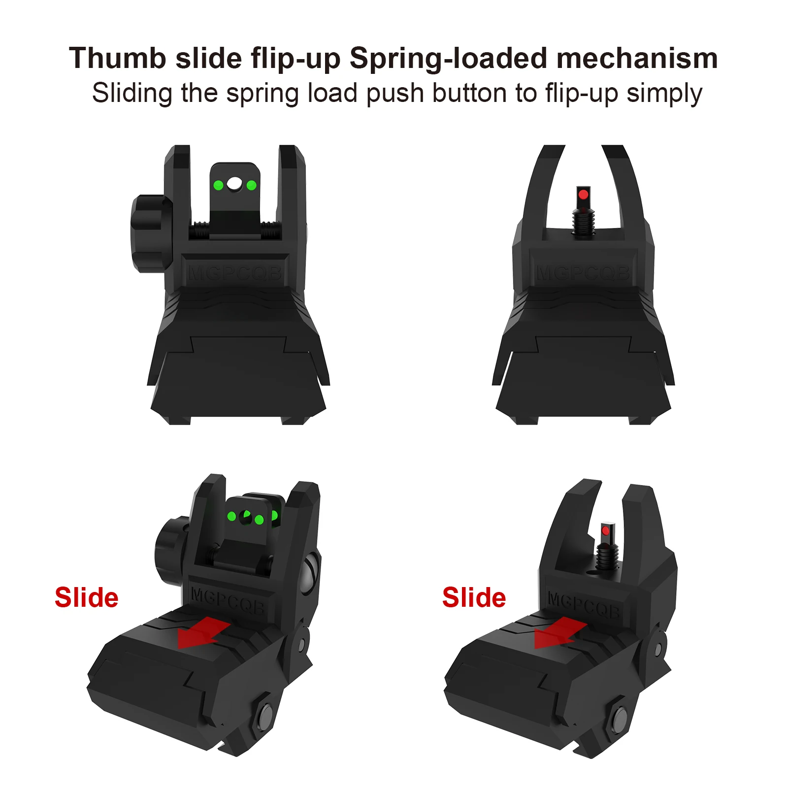 Складной волоконно-оптический прицел Magorui передний и задний для Вивера Пикатинни