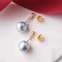 beautiful natural multicolor round pearl gold 18k earrings gift cultured women party classic fools day diy beautiful