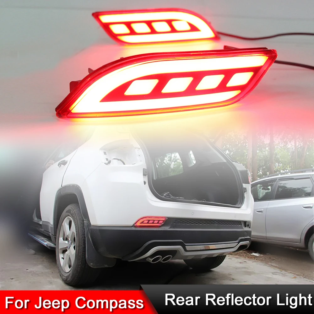 

1 пара для Jeep Compass 2017 2018 2019 светодиодсветодиодный лампа заднего бампера отражатель ламсветильник дальнего света с стоп-сигналом задний фона...