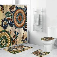 bathrooms modern fixture curtain bohemia floral print bathroom accessories shower curtain set bath mat firanki vorhang tende