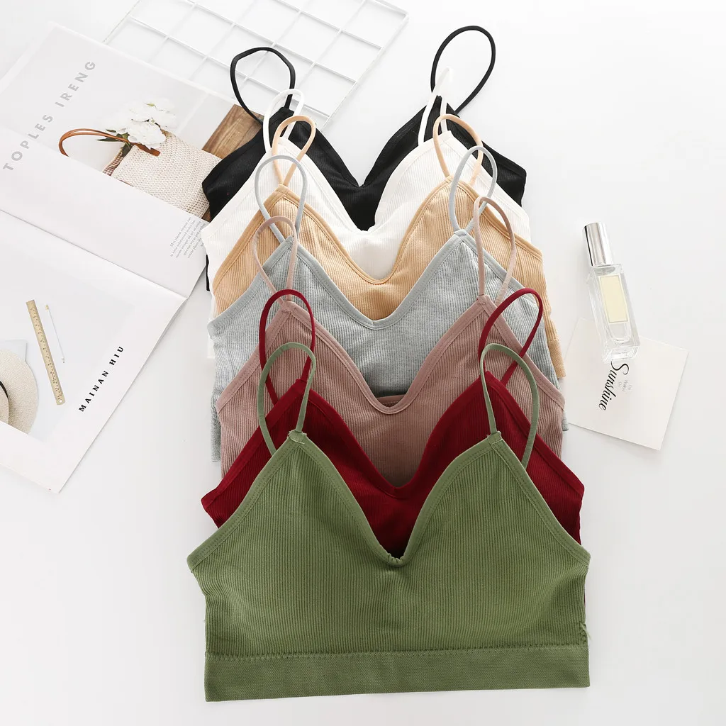 

2019 fashion Women's vest bra wrapped chest sexy underwear ringless cup chest bra straps comfortable underwear 50*