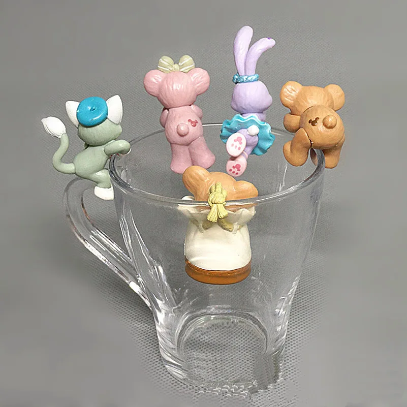 Disney 5 шт./лот Duffy Bear ShellieMay And StellaLou на краю чашки ПВХ фигурки игрушки модель кукла