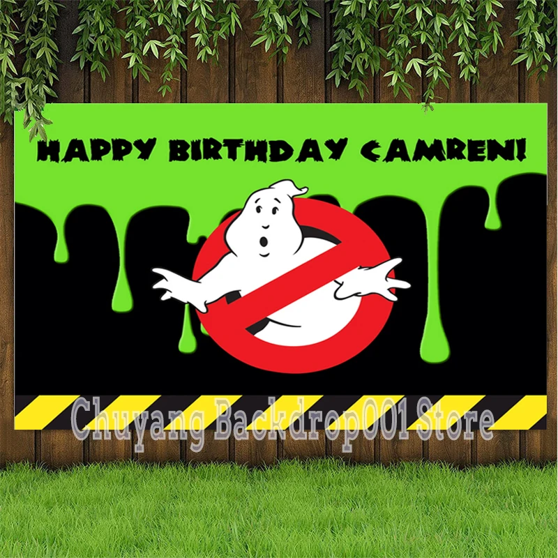 

Customized Ghostbusters Photo Backdrop Kids Happy Birthday Party Decoration Photography Backgrounds Photocall Banner