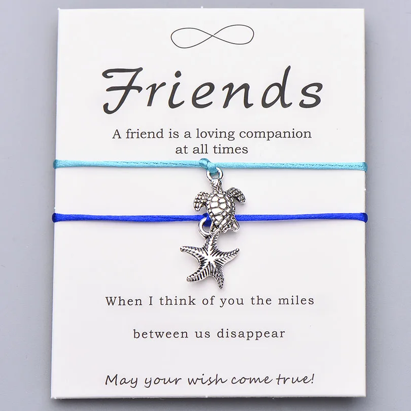 Браслеты Pipitree 2 шт./компл. Best Friends на удачу морская черепаха звезда Шарм браслет