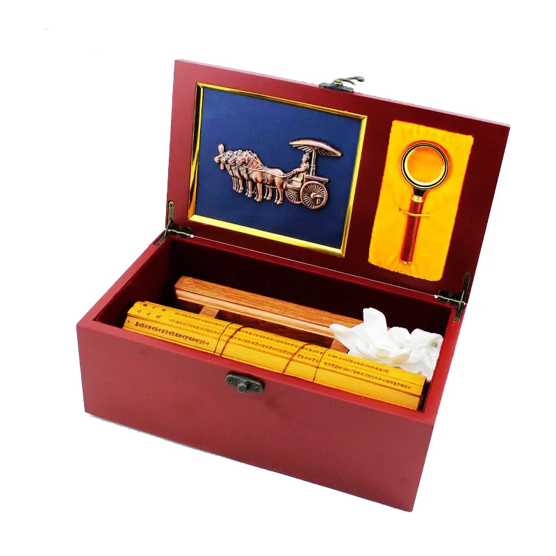 

Retro Bilingual Thirty six strategies San Shi Liu Ji bamboo Book with Tray and Box
