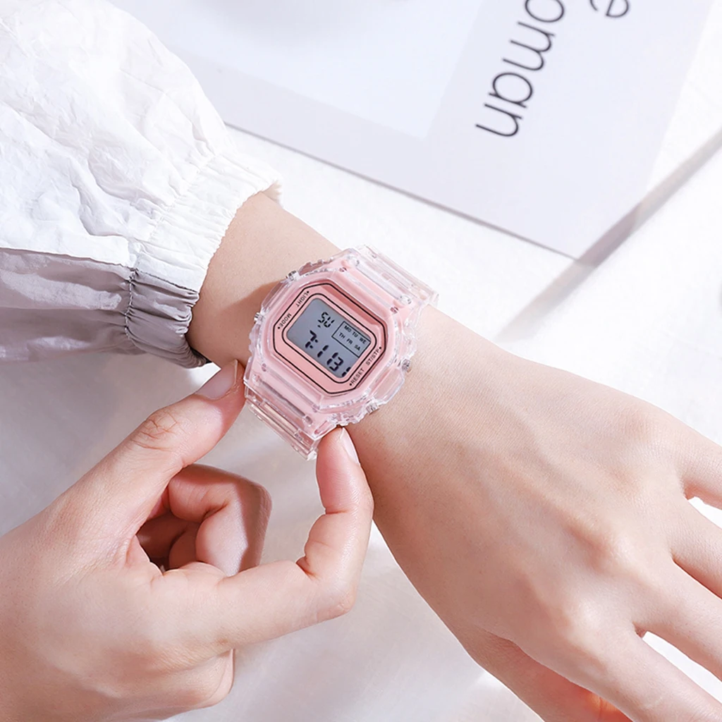 

Fashion Men Women Watches Gold Casual Transparent Digital Sport Watch Lover's Gift Clock Children relogio feminino