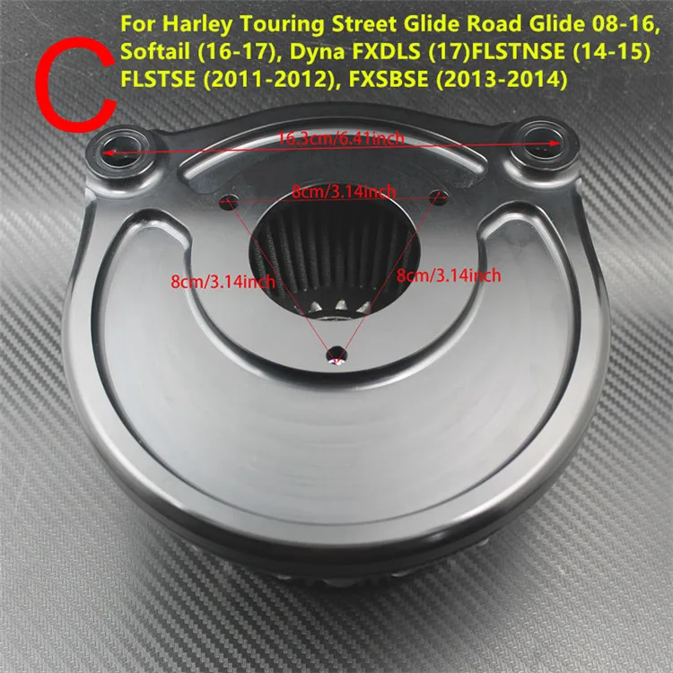 C Мотоцикл с ЧПУ ремесла воздухоочиститель Впускной фильтр для Harley Softail CV Carb Sportster Touring Dyna Touring модель на заказ - Цвет: C