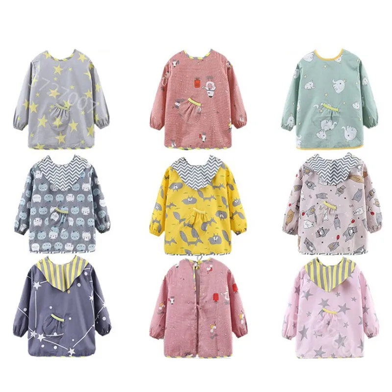 

Fashion Cotton Baby Bibs Waterproof Kid Eating Clothing Children's Long Sleeves Feeding Smock Bib Baby Apron Bandana Bebes Bibs