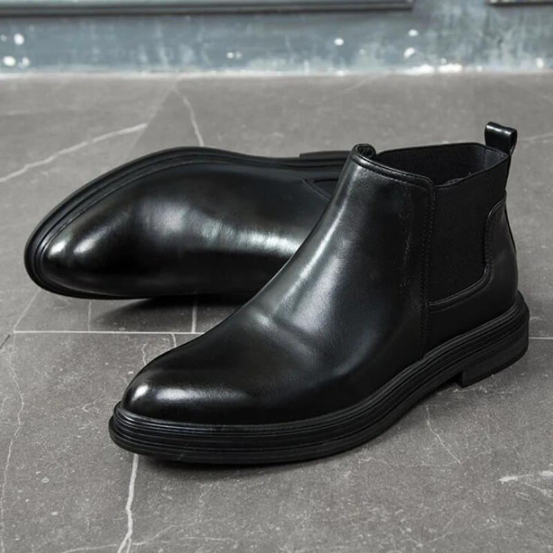 Мужские кожаные ботинки челси модель 2020 Зимняя мужская деловая обувь мужские