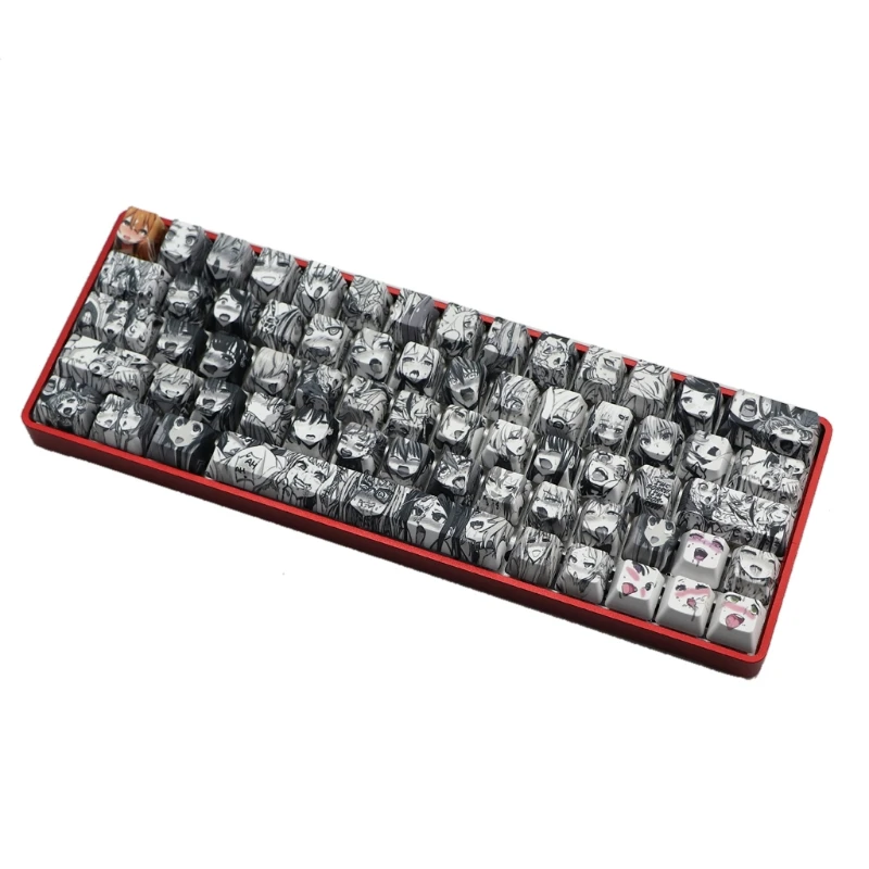 

PBT 71 key Ahegao Keycap Dye Sublimation OEM Profile Japanese Anime Keycap For Cherry Gateron Kailh switch GK61 GK64