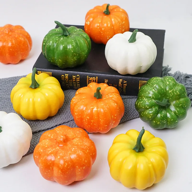 

Imitation Foam Fake Green Pumpkin Model Cabinet Decoration Props Simulation Halloween Pumpkin Mini with Handle Small Pumpkin