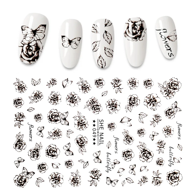 

1pcs Leaf Flower stickers for nail Foil Fashion Manicure Stickers Transfer Stickers for Nails Self-adhensive Decals