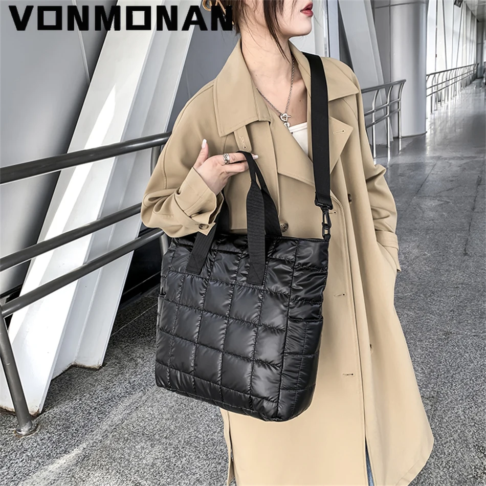Designer Women Handbag Purses Fashion Space Cotton Down Shoulder Bag Quilted Bucket Tote 2021 Winter Large Capacity Shopper Sac