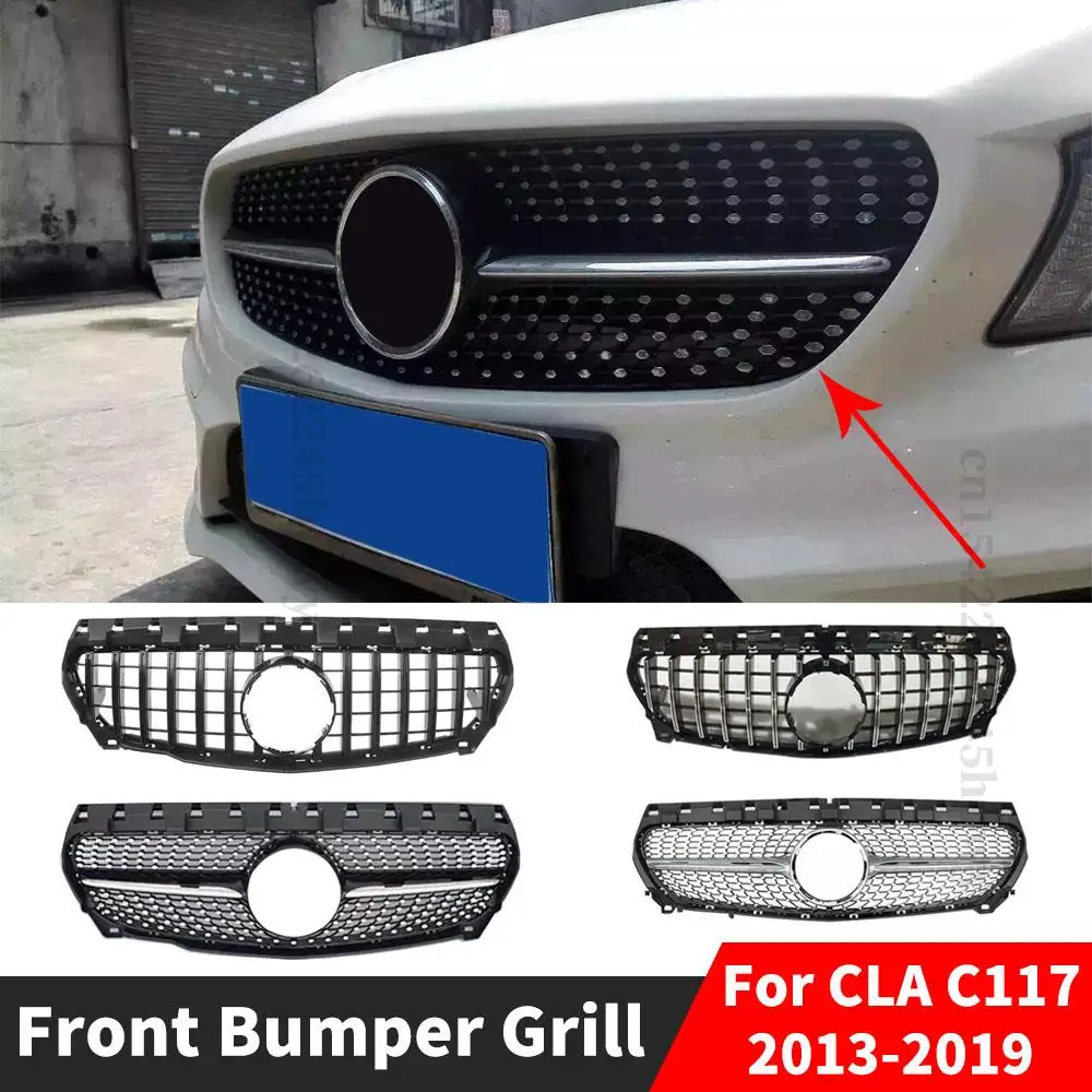 Perfect Match Front Hood Grille Racing Grill For Mercedes Benz CLA C117 2013-2019 Diamond GT Mesh Tuning Accessories Facelift