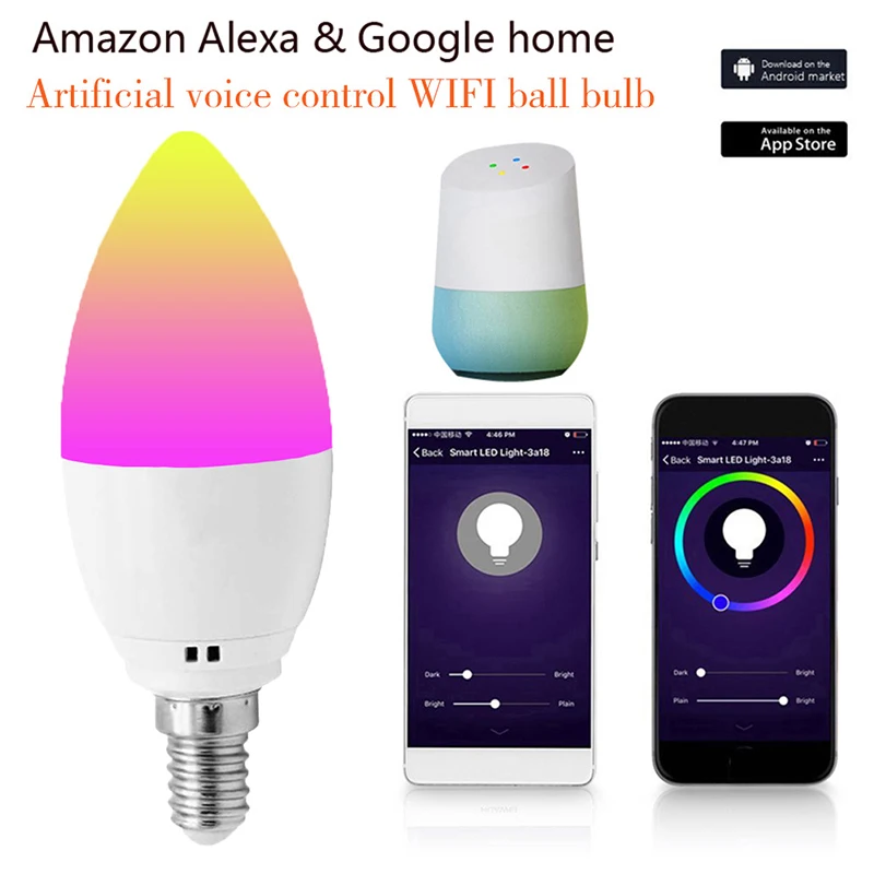

WiFi Smart Home LED Bulb RGB E27 led Lamp Voice Control Color Changes Dimmable Work With Alexa Google Tuya Smart Life