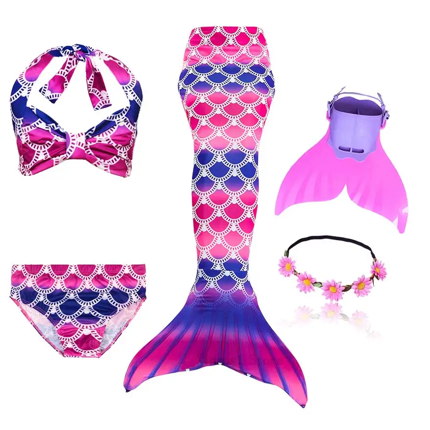 Package 2 NEW The Little Mermaid Tail with Garland Ariel Mermaid Swimsuit for Kids swimmable Bathing Suit Costume Cosplay - Цвет: Package 2