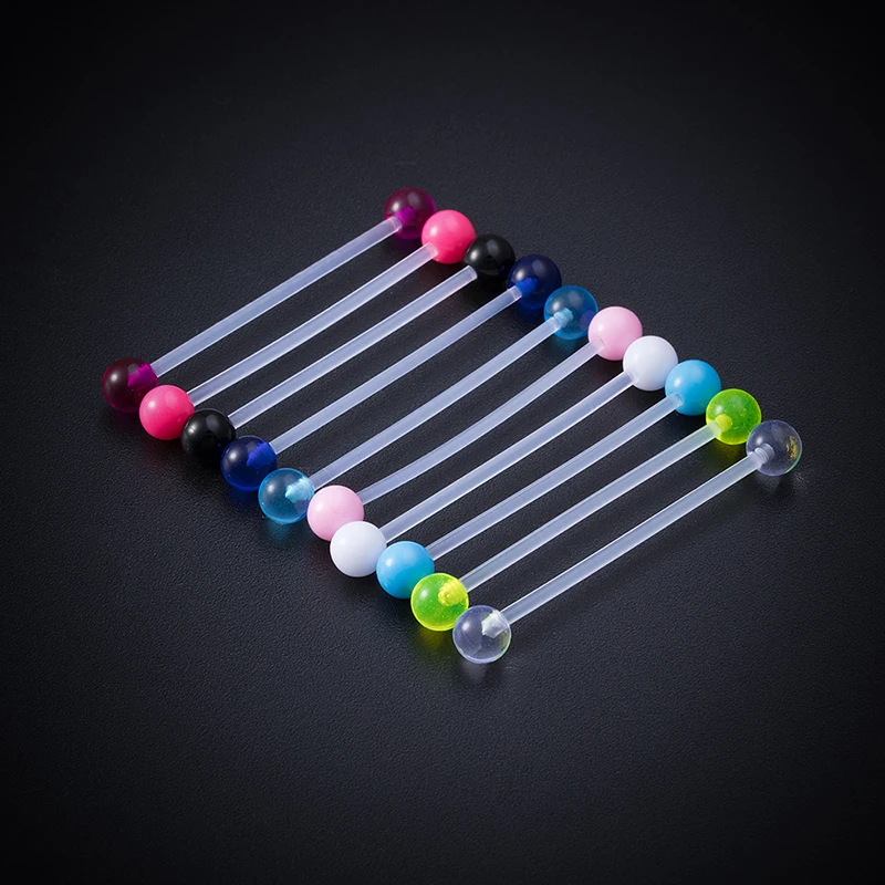 

10-50 Pcs Colorful Acrylic Bioflex Piercing Cartilage Earring Body Piercing Jewelry 38mm Bar Industrial Barbell Earrings 14G