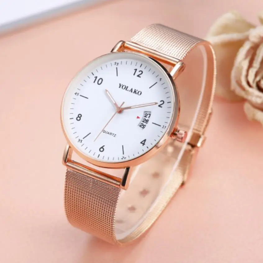 Новой летней детской Для женщин часы для мужчин Нержавеющая сталь сетка