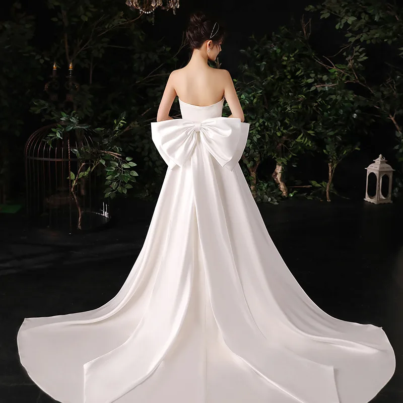 

Satin Wedding Dresses Detachable Big Bow For Back Tail Bridal Bride Elegant Wedding Accessories