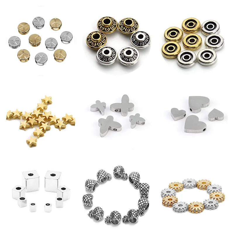 Свободные Spacer Бусины цвета: золотистый серебристый Цвет бусины с фиксатором в