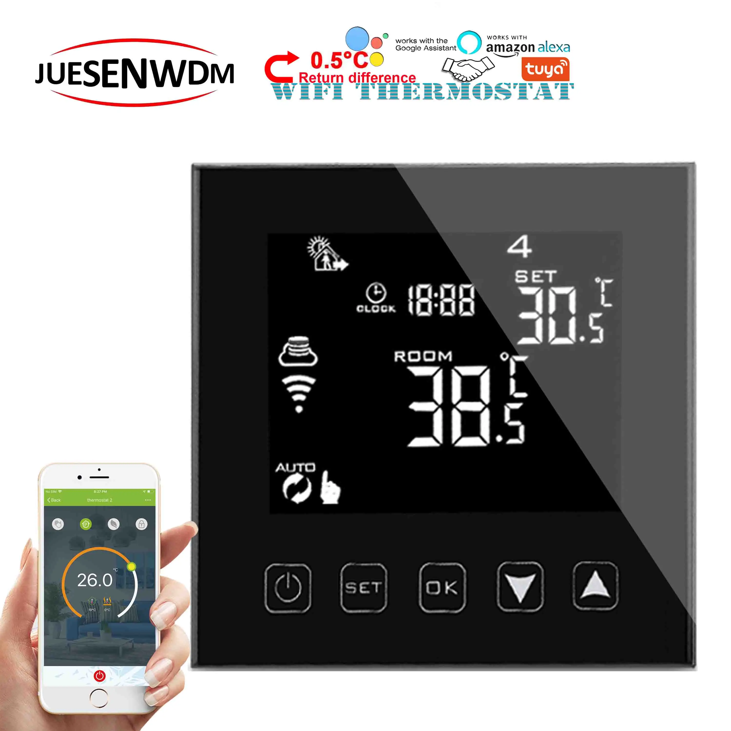 

Programmable home floor heating thermostat wifi for 16A electric heat&water heating 3A thermostatic controls