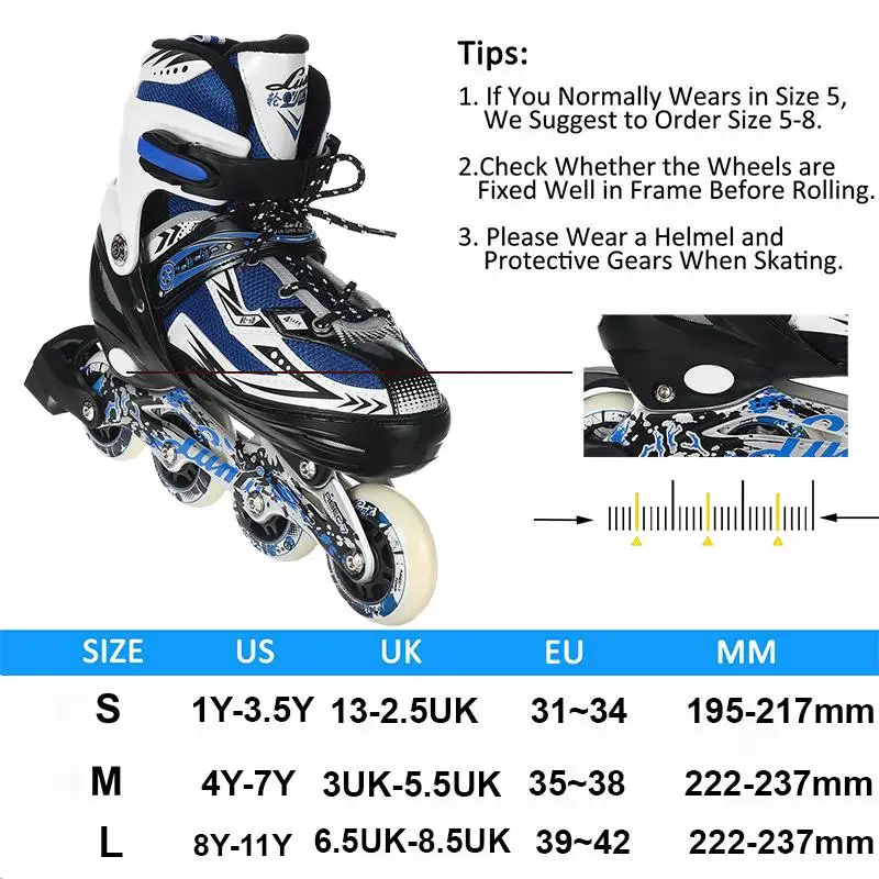 

Professional Adjustable Roller Skates Inline Speed Skates Shoes Sneakers Rollers Front Wheels Flash Light for Kids Adults Skates