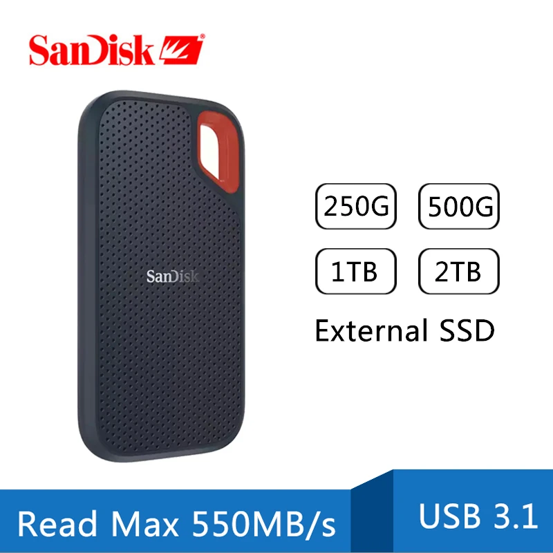 

Внешний жесткий диск SanDisk 2 ТБ, портативный SSD-накопитель Type-c 1 ТБ, 500 Гб, 550 Мб, USB 3,1, HD SSD, жесткий диск 250 ГБ, твердотельный диск для ноутбука