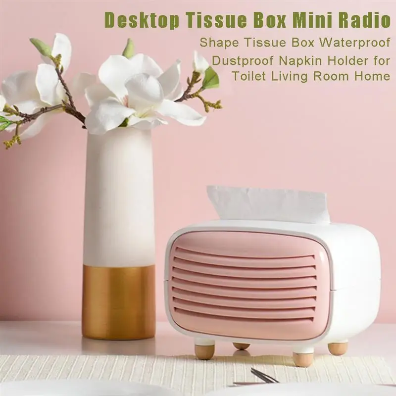 

Desktop Tissue Box Mini Radio Shape Tissue Box Waterproof Dustproof Napkin Holder for Toilet Living Room Home
