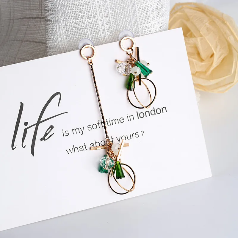 2018 корейские серьги для девочек простые Асимметричные Длинные висячие с