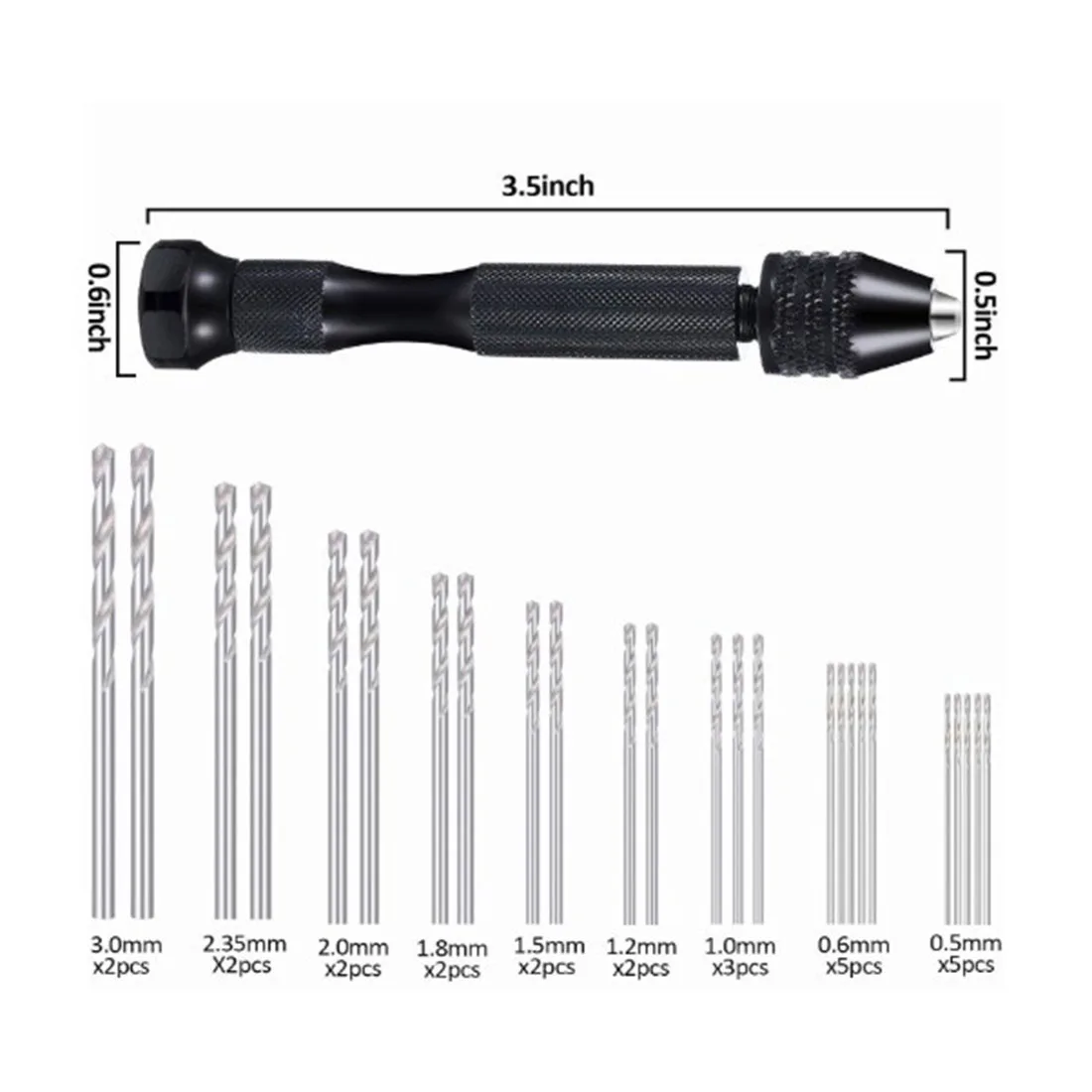 

37pcs Mini Micro Drill Bits Set + Hand Pin Vise Tool For Wood Plastic Jewelry Hand Drills Set 0.1-1.0 Fixed Shank Drill Tool Set