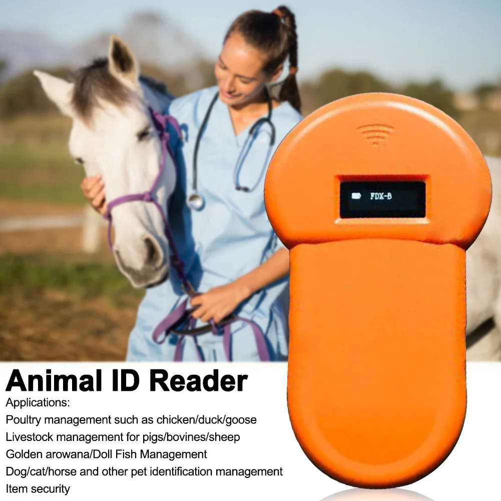 

134.2Khz Handheld Portable Stable Pet Dog Microchip Scanner USB Rechargeable Animal ID Reader For Cats Horse ISO FDX-B Home ABS