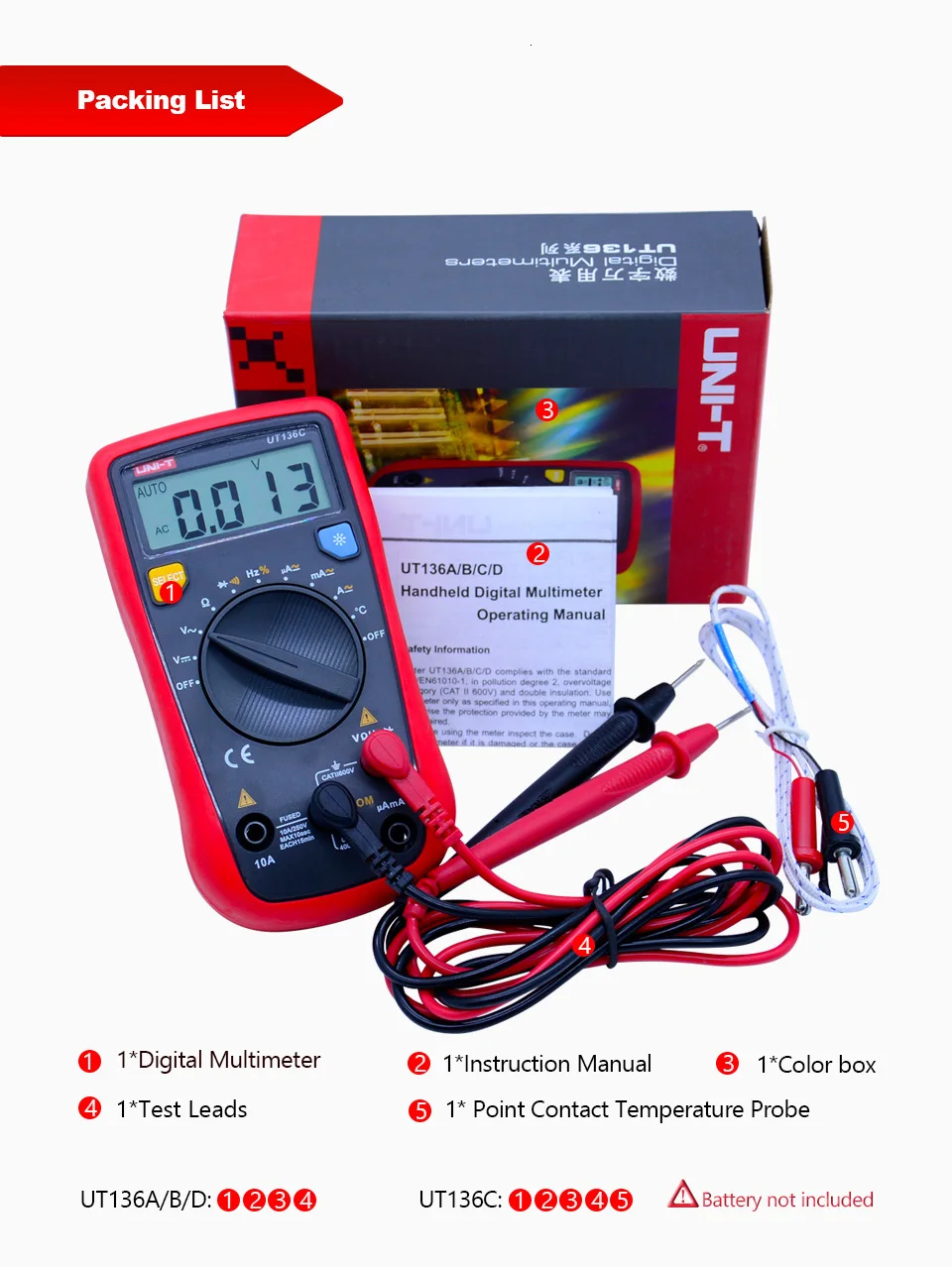 UNI-T UT136A/B/C/D Мини цифровой мультиметр AC/DC Вольтметр Амперметр Мульти Тестеры Автоматическое отключение питания с диодом ручной мультиметр
