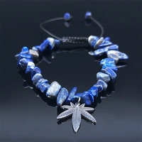2022 stainless steel blue tendon charm bracelets for women maple leaf bracelets bangles boho jewelry pulseira feminina b1806s04