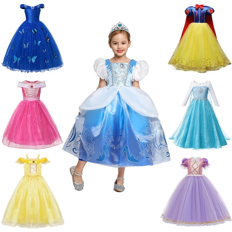 VOGUEON Эльза Праздничное платье для девочек на шнуровке костюм принцессы Золушки