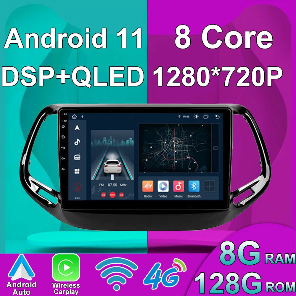 

Android 11 For Jeep Compass 2 MP 2016 - 2018 Car Radio Multimedia Video Player Navigation GPS Wireless Carplay No 2din 2 din