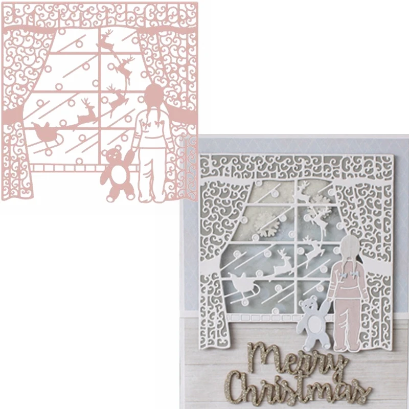 Волшебная сцена металлические Вырубные штампы девушка стоять за окном вырубки