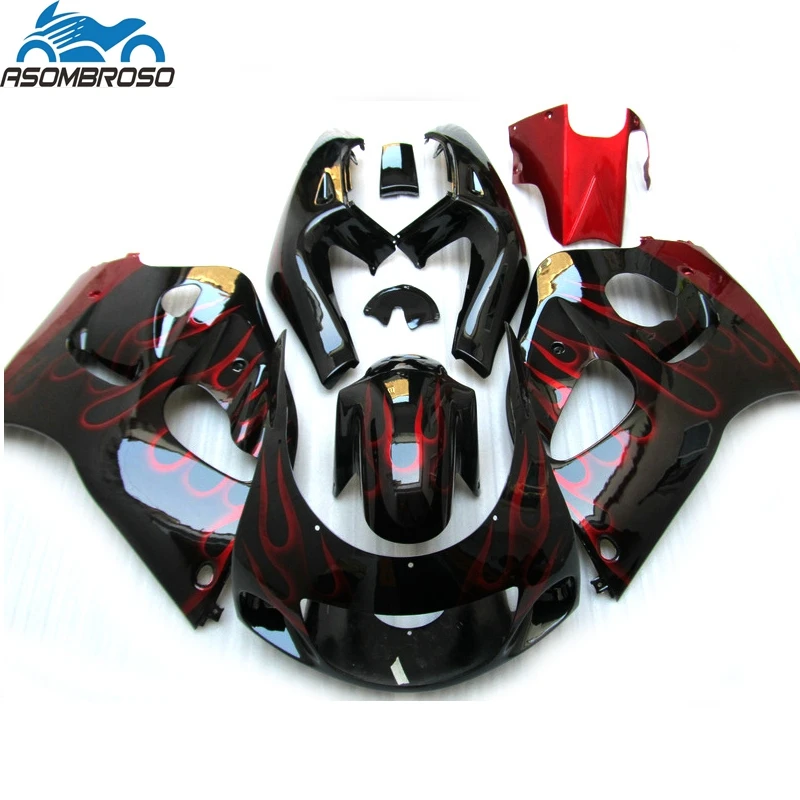 

Fairing kit For SUZUKI SRAD GSXR 600 750 1996 1997 1998 1999 2000 96 97 98 99 00 plastic gsxr600 fairings LC82 red flames black