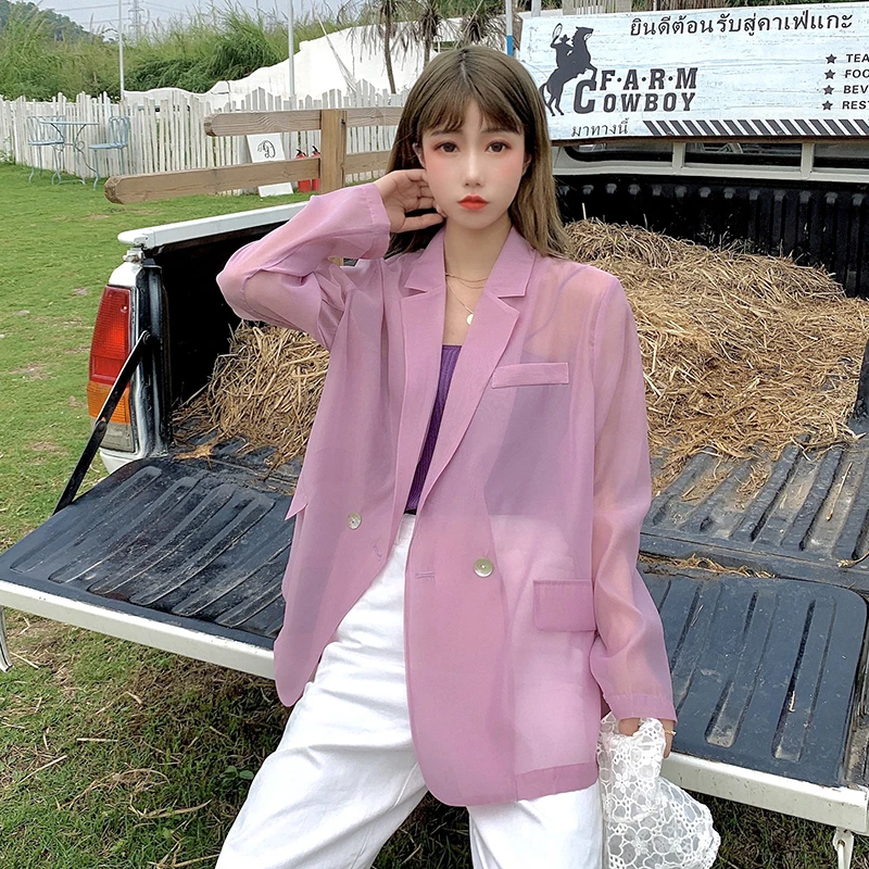 В Корейском стиле летние тонкие пиджак Шикарная Леди Harajuku Boho блейзер для женщин