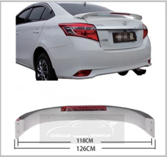 Paint Deflector Rear Trunk Spoiler Wing ABS For Toyota Vios With Light 2014 2015 2016 2017 2018 2019 Trim New |