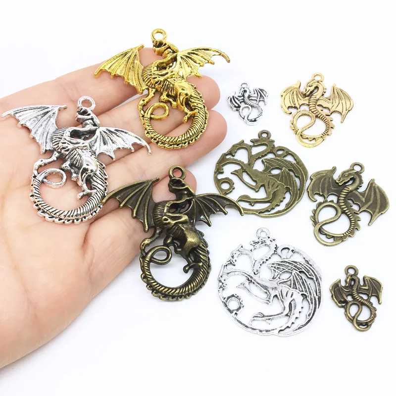 

DIY Alloy Flying Dragon Jewelry Pendant Handmade Necklace Apparel Decoration Mixed Style 40pcs/Pack