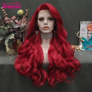 Image for Imstyle Red Wig Long Synthetic Lace Front Wig Natu 