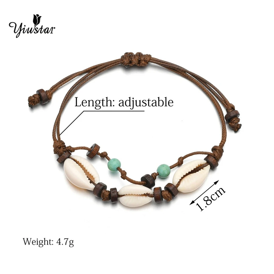 Браслеты yiustar на щиколотку щедрые ножные браслеты с ракушками летняя пляжная