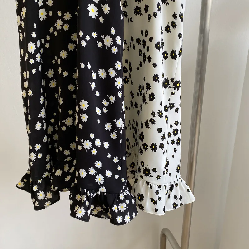 Женская мини-юбка с коротким рукавом до середины икры высокой талией и цветочным