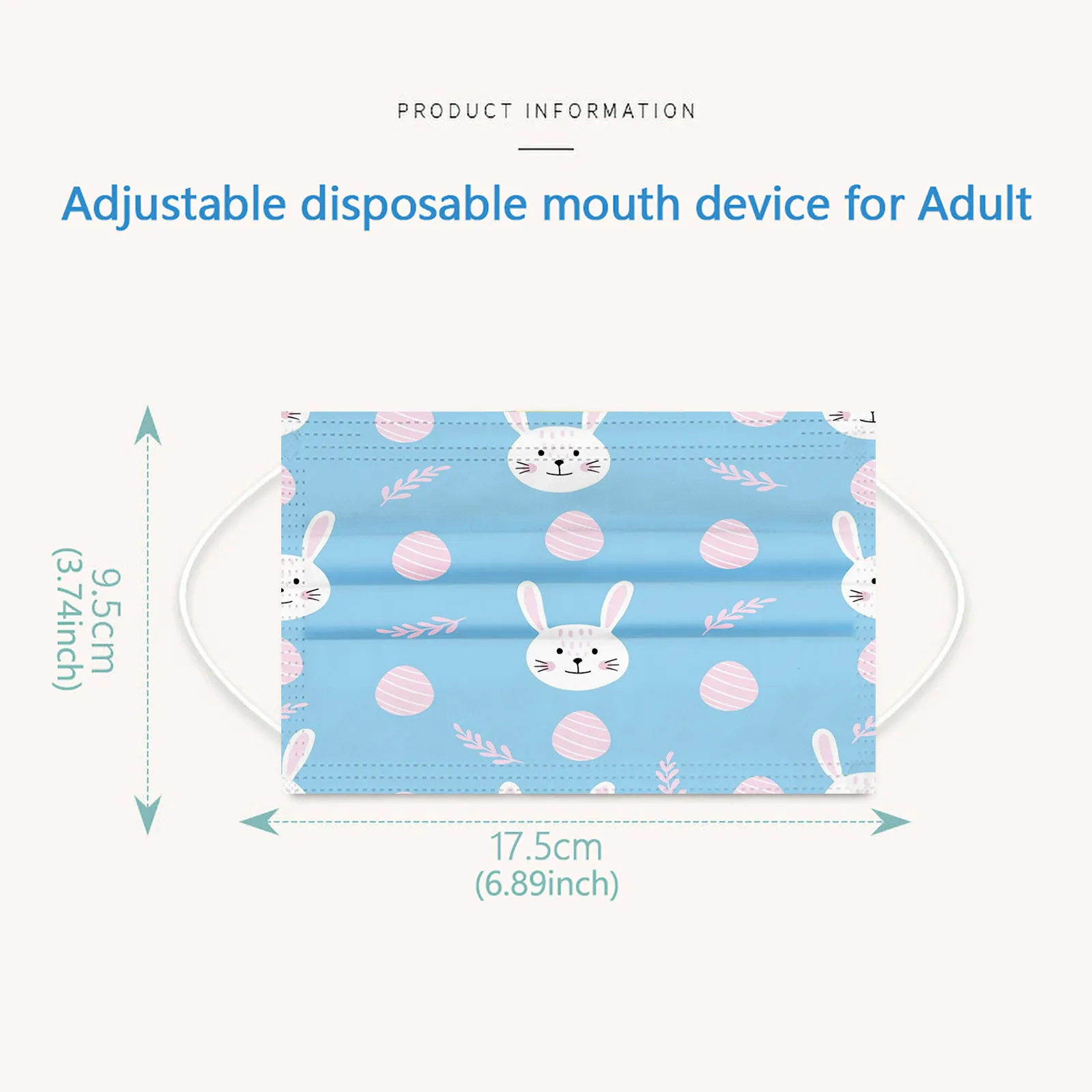 

50PC Mask Adult's Happy Easter Protection 3 Layer Cartoon Disposable Face Mask