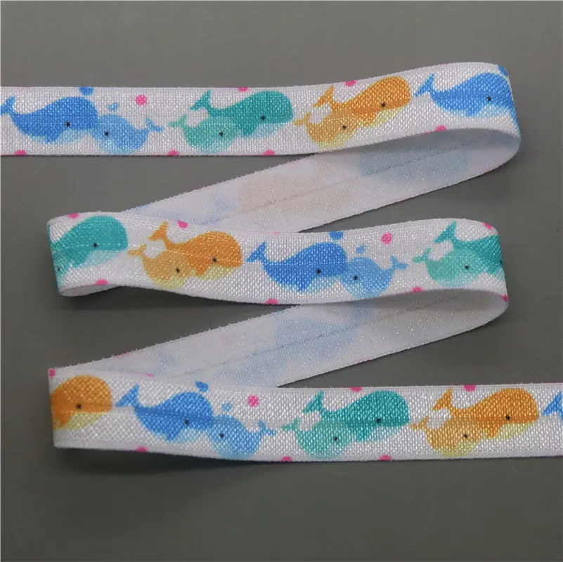 DHK 5/8'' 5yards animals cars whale printed Fold Elastic FOE stretch ribbon hairbow headwear headband DIY OEM E1669 | Дом и сад